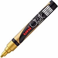 Uni-Ball Chalk PWE-5M-Marcador de Tiza (Punta Redonda- Color Dorado- 2-5 mm (PWE-5M OR)